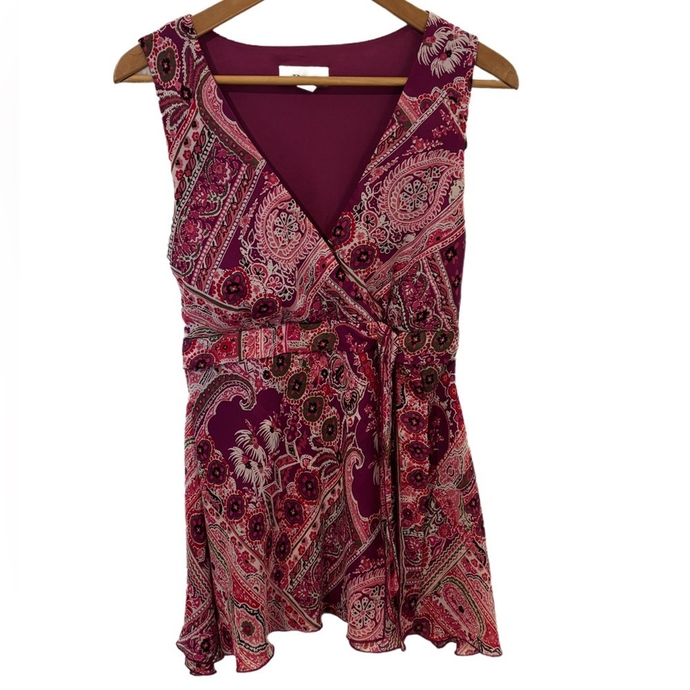 Women's Beautiful AB Studio Burgundy Purple Paisley Blouse Size Medium